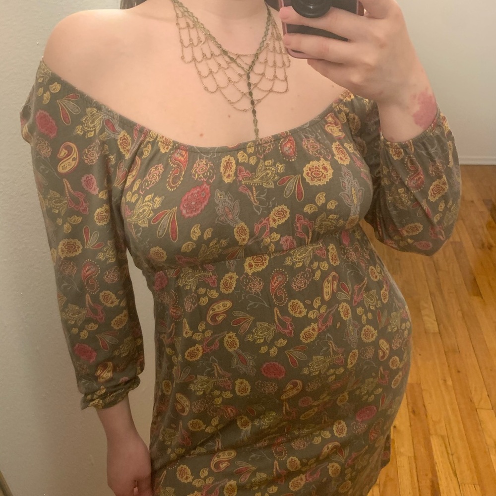 Boho Print Off Shoulder Dress